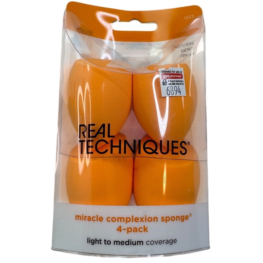 Real Techniques Miracle Complexion Sponge 4-Pack Orange Makeup Blenders 1553